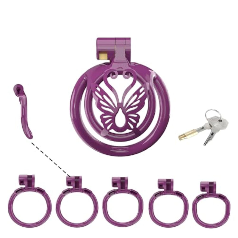 Sissy Chastity Cage For Men Pink Chastity Devices Lock Design Small Chastity Cage Male Penis Cage Cock Cage Bdsm Toys For Couples Sex (Purple,Wx-4)
