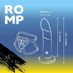 ROMP Piccolo Strap On Dildo Pegging Kit | 5 Inch Suction Cup Dildo & Adjustable Sex Harness | Wearable Adult Sex Toys for Women & Couples | G Spot & Anal Stimulation | Curved StrapOn Adult Toy