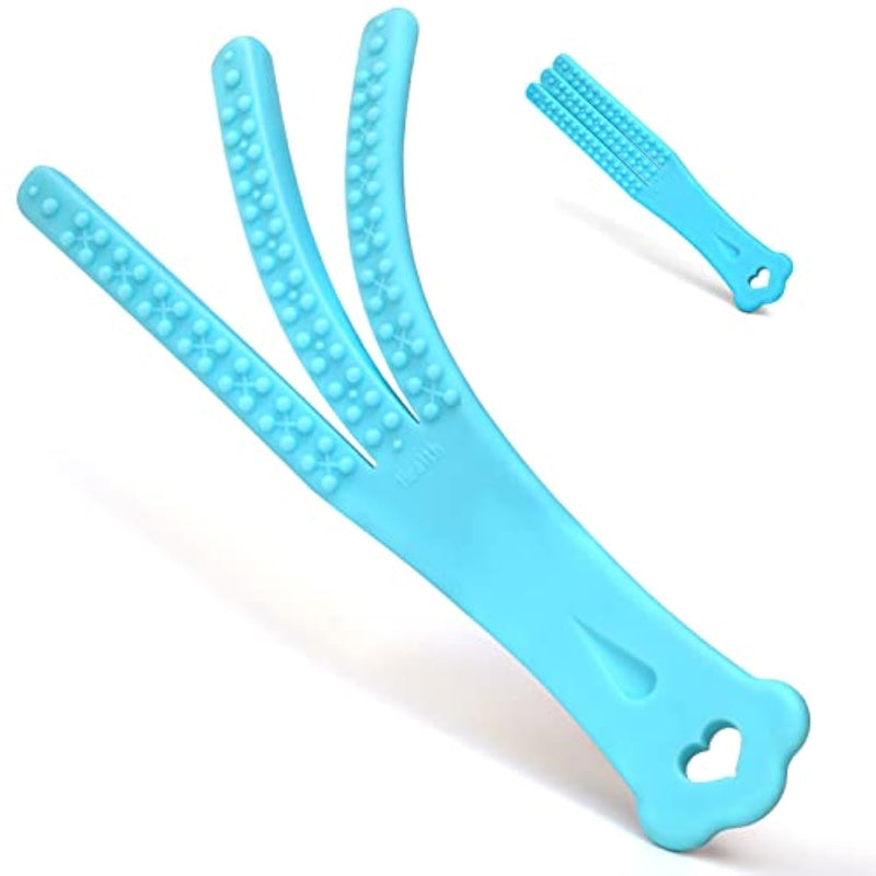 Textured Spanking Paddle For Sex Play, Rubber 3 Fingers Slapper With Bumps Flexible Flirt Toy For Sm Bondage Game Couple Adult 10.82 Inch Blue