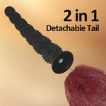Butt Plug Tail,7.8 in Silicone Black Anal Beads with Removable Furry Tail,Fox Tail Plug Sex Toys for Men Women Couples Cosplay