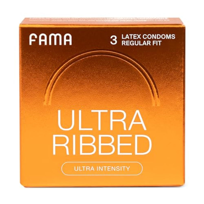 Ribbed Condoms For Men,Texture Natural Latex Condoms With Sillicone Lubricant, Ultra Sensitive Safe Sex Protection–2.12-Inch/54 Mm Diameter (3Count)
