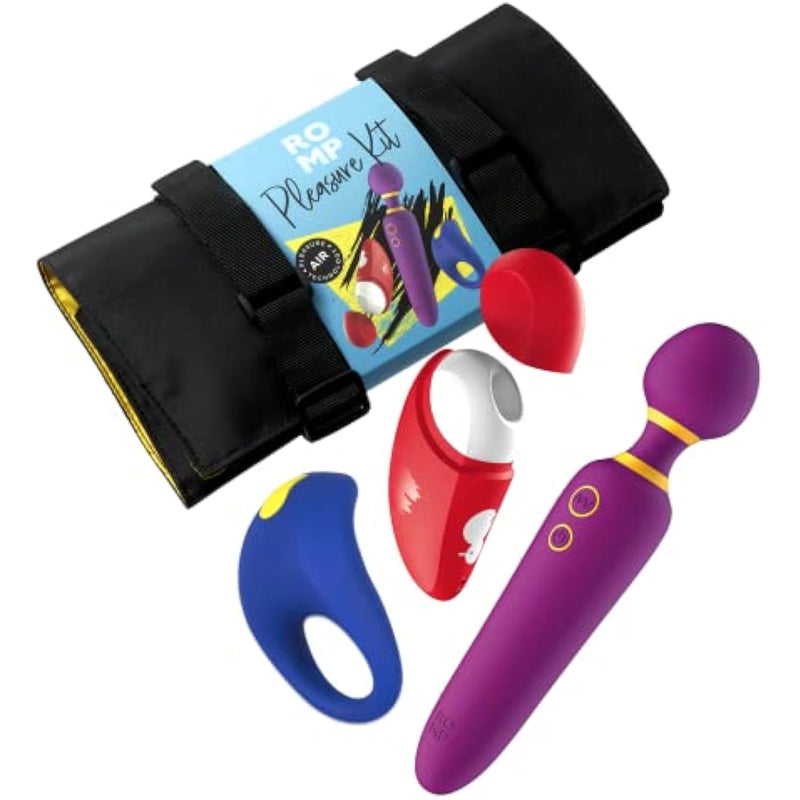 ROMP Pleasure Kit Sex Toy Set | 3X Vibrator Adult SexToys for Women & Couples | Clit Sucker Toy | Personal Wand Massagers Woman | Vibrating Cock Ring Sex Toys for Men | Gift Set | Waterproof
