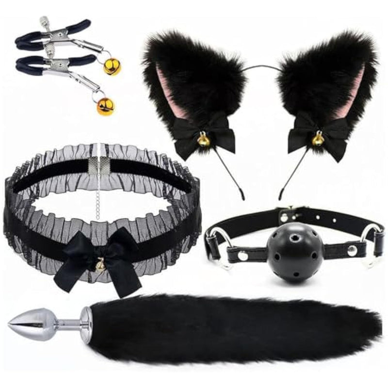 Tail Plug Butt Plug Tail Anal Plug Sex Toys 5Pcs/Set Stainless Steel Anal Plug With Tail For Women Costume Cosplay Butt Plug With Tail
