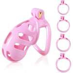 Male Chastity Cage Cock Cage, Lightweight Resin Chastity Cage, 3D Printed Pink Bondage Device, Hidden Lock Chastity Device Abstinence, With 4 Different Sizes Of Removable Movable Rings