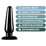 Anal Adventures Basic Butt Plug - 6 1/2 Inch Large Easy To Insert Smooth Latex Free Pleasure Advanced Adult Toy - Comfortable Anchor Base - Sex Toys For Women Men Couples - Black