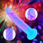 7 Inch Soft Silicone Realistic Small Slim Anal Dildo For Beginner, 6" Colorful Purple Skinny Thin Prostate Dildo With Suction Cup, Fantasy Cute G-Spot Dildos No Balls Adult Sex Toy For Women Men Gay