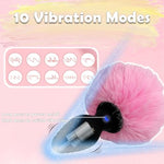 Bunny Tail Vibrating Butt Plug With Tail Anal Plug Vibrator Wireless Remote Control Design Role Play Cosplay Sex Games For Couples, Pink Fur Silicone Rabbit Buttplug Tail For Women, Men