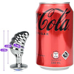 Metal Curved Thread Anal Plug With Jeweled Base For Prostate Massage G-Spot Stimulation Adult Unisex Sex Toy (S)