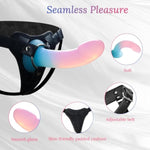 Set Of 2: Strap-On Face Chin Harness Vibrator Dildo With 10 Modes And Adjustable Leather Strap-On Harness With 7.1" Gradient Silicone Dildo - Pegging Toys For Women, Men, Lesbian & Gay Couples