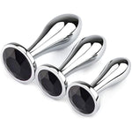 Anal Plug Adult Sex Toys, 3Pcs Anal Butt Plug Set Metal Butt Plug Sex Toys Luxury Jewelry Design Fetish Anal Toys For Adult Unisex (Black)