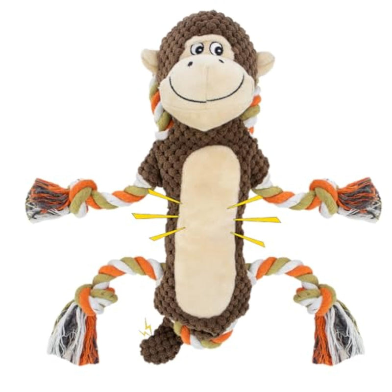 Squeaky Durable Dog Toys, Large Breed Dog Chew Toys, Interactive Toys, Stuffed Plush Puppy Toy With Crinkle Paper For Small, Middle, And Big Dogs, Monkey Dog Toy,Orangutan Shape