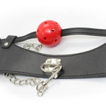 Bondage Collar With Ball Gag Leather Chain Adjustable Restraints Chokers Women Couples Bedroom Sex Toys