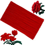 100Pcs Chenille Stems for Flowers Making, Red Pipe Cleaners Craft