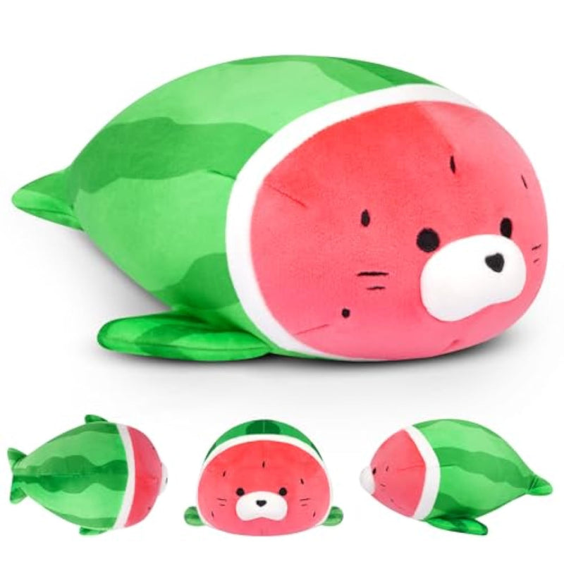 Weighted Stuffed Animals - 9 Inch Weighted Watermelon Seal Plush,Cute Seal Stuffed Animal Small Plush Pillow,Soft Kawaii Weighteds Plushie Watermelon Seals Toy Gifts For Kids Boys Girls