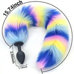 Anal Plug Mixed-Color Fox Tail 15.74-Inch-Long Sexual Anus Tail Black Butt Plug Cosplay Game Sex Toy For Women Men