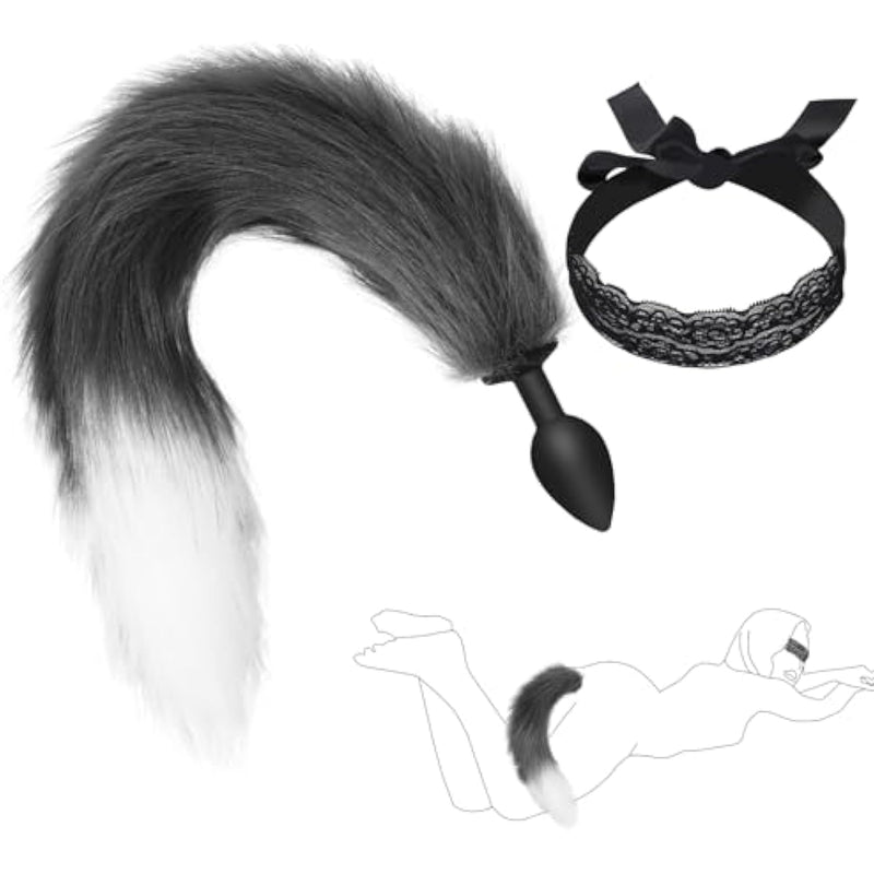 Fox Tail Cosplay Anal Plug Butt Stopper With Tail, Silicone Butt Anal Plug Cute Fluffy Tail Adults Role Play Games Adult Toy For Beginner Couples