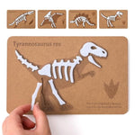 Dinosaur Felt Skeleton Puzzle Set - Mosasaur, Pterosaur, Stegosaurus & T-Rex, Dinosaur Fossil Puzzles 4 High Density Fiberboard - Montessori Educational Toy For Kids 3+