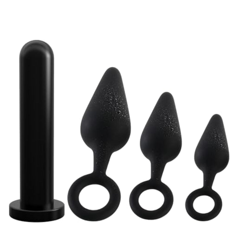 6.1“ Anal Dildo+3Pcs Anal Plug With Pull Ring
