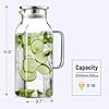 2 Quart (2 Liter 68 oz) Square Glass Pitcher with Lid and Spout, Water Pitchers with Handle for Fridge, Borosilicate Glass Carafe for Hot/Cold Drink, Large Jug for Iced Tea, Coffee,Juice,Milk,Beverage