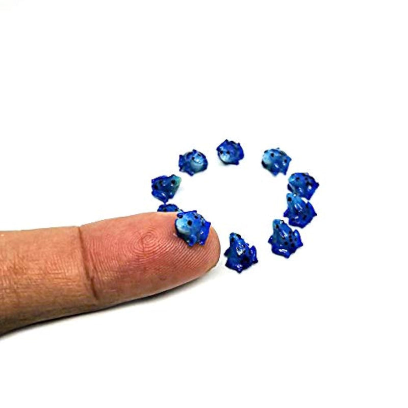 10pcs Miniature Blue Thai Clay Frog Figurines for DIY Decorative Craft Accessories