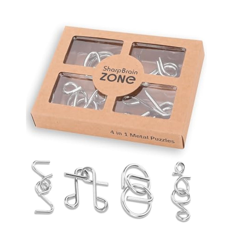 4-In-1 Puzzle Bright Curve Set By – Heavy Duty Metal Brain Teasers, Unique Iq Puzzle Games For Problem Solving, Stress Relief, Focus Training And Entertainment