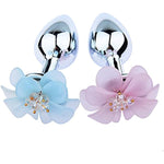 Metal Anal Plug Male & Female Vestibular Toys With Pink Flower Base Anal Plug Sm Adult Masturbation Tool Anal Toy Butt Plug Unisex L