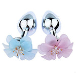 Metal Anal Plug Male & Female Vestibular Toys with Pink Flower Base Anal Plug Sm Adult Masturbation Tool Anal Toy Butt Plug Unisex S