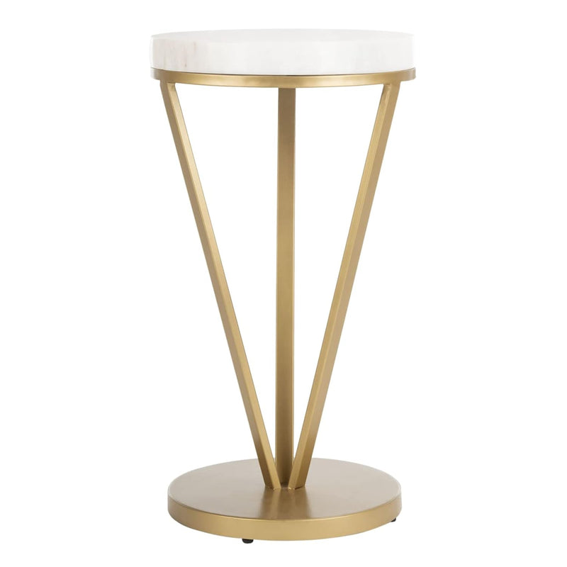 Home Theia White Marble And Gold Accent Table