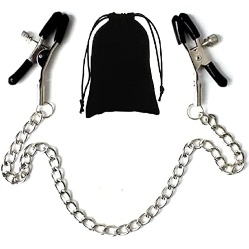 Adjustable Metal Nipple Clamps Non-Piercing Adjustable Metal Nipple Clamps On Nipple Rings Decorative Clip For Clothing Accessories On Nipple Rings Decorative (Black)