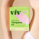 Viv for Your V Organic Cotton Tampons Super, BPA-Free Applicator, Non-Toxic Tampons, Fragrance, 16 Count