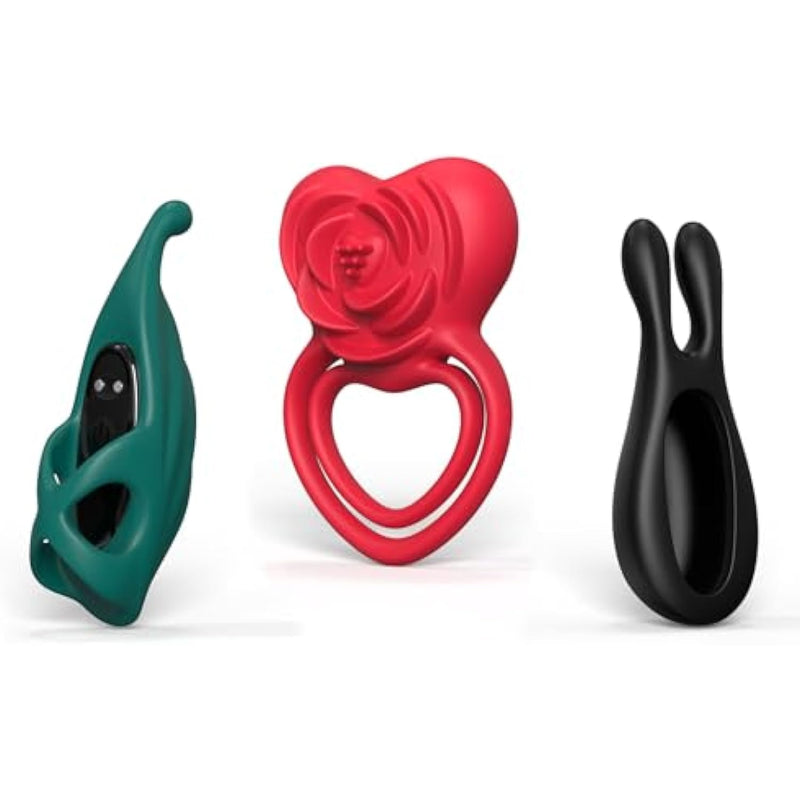 Vibrating Cock Ring, Couples Sex Toys, Clitoral G Spot Nipples Stimulator, Finger Vibrator With Mini Bullet, Waterproof 9 Vibration Modes, Rose Adult Sex Toy For Man And Women