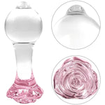 Pink Rose Glass Anal Butt Plug Trainer Crystal Anal Plug Anal Sex Toy Transparent Butt Plug Anal Toys For Men Women Lover Anal Expander Training Sex Toys Anus Dilator Dildo (L)