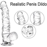 9Inch Realistic Jelly Dildo, Lifelike Clear Penis Dong Sex Toy With Suction Cup For Vaginal G-Spot Stimulation, Hands-Free Butt Plug Anal Trainer Female Masturbator For Women Men Gay Couple Pleasure