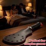 PU Leather Spanking Sex Paddle with Star Mark Easy-Grip BDSM Toys for Couples