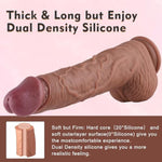 3' Huge Silicone Dildo With Wide Ball, Thick Brown 14' Long With App Controlled Vibrating, Wild Large Dildo With Dual Density & Strong Suction Cup Adult Sex Toy