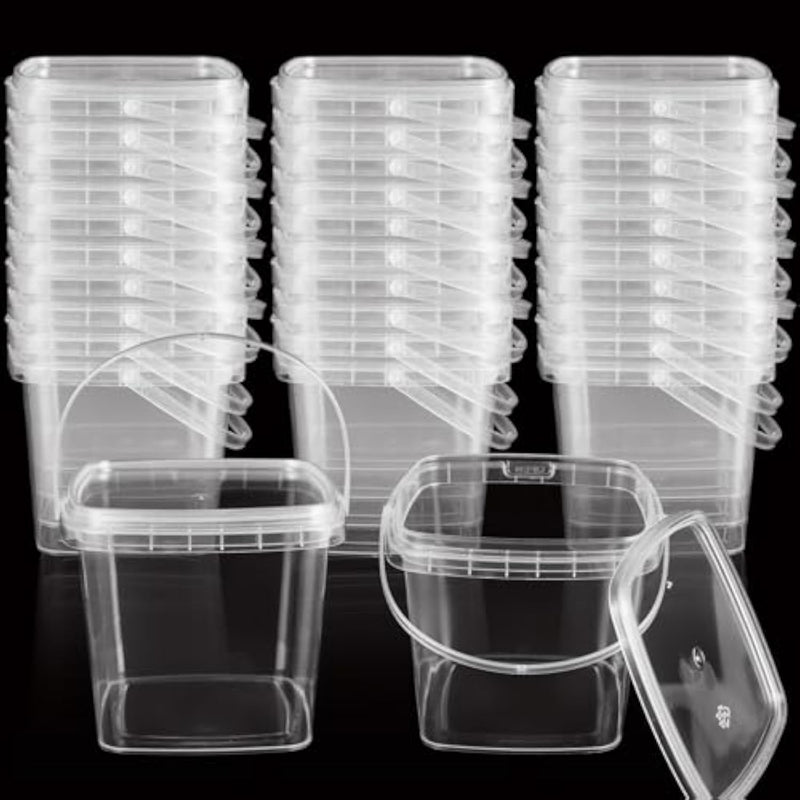 50 Pcs 10 oz Clear Slime Containers with Lids & Handles for DIY Crafts