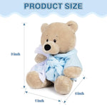 9" Teddy Bears Cloth Bear Stuffed Animal Plush Toys Bear Dressed In Bathrobe With Soothing Towel “Get Well Soon” Sleeping Soft Toy Bedtime Gifts For Baby Kids Girls Boys?Blue