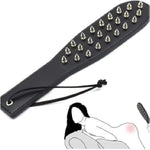 Faux Leather Spanking Paddle With Safe Rivet Bdsm Sex Play Whips Black Studded Paddle Sexual Flirting Tools Fetish Adult Sex Toys For Couple Men Women Sm Game Bedroom