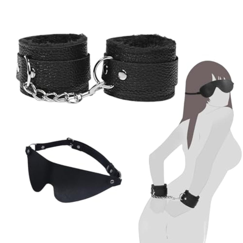 Bondage Restraints Bdsm Kit :Plush Handcuffs And Blindfold Sex Toys?Bondage Harness? Bondage Gear & Accessories Pu Leather Sex Straps Harness Set