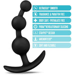 Anal Adventures Platinum - Small Anal Beads Butt Plug - Soft Platinum Puria Silicone - Ultrasilk Smooth - Anchortech Design Stays Comfortably Securely In Place - Sex Toy