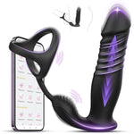 App Thrusting Anal Stimulator With Vibrating Cock Ring, Stretchable Prostate Massager With 6 * 6 * 6 Modes, 3 In 1 Realistic Dildo Anal Vibrator, Adult Sex Toys For Men And Couples, Black