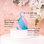 Menstrual Cup with Ring Easy Removal - Sustainable Tampon and Pad Alternative - Reusable - Soft Flexible No Leak 12 Hr Protection (Small Blue)
