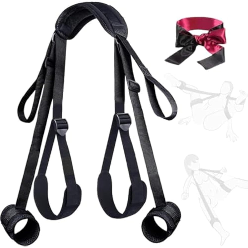 Sex Bondage Restraints Bdsm Toys Kit For Couples Sex Pleasure, Adult Sex Toys Kinky Bed Restraints For Sm Games, Sex Straps Neck To Wrist Thigh & Ankle Kits Adjustable Sex Sling,Suitable For Women Men