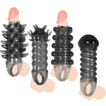 4 Pcs Silicone Penis Sleeves, Cock Sheath Penis Ring, Penis Enlargement And Delay Sleeve, Cock Extender, Sm Men'S Cock Ring Bondage Restraint Sex Toy