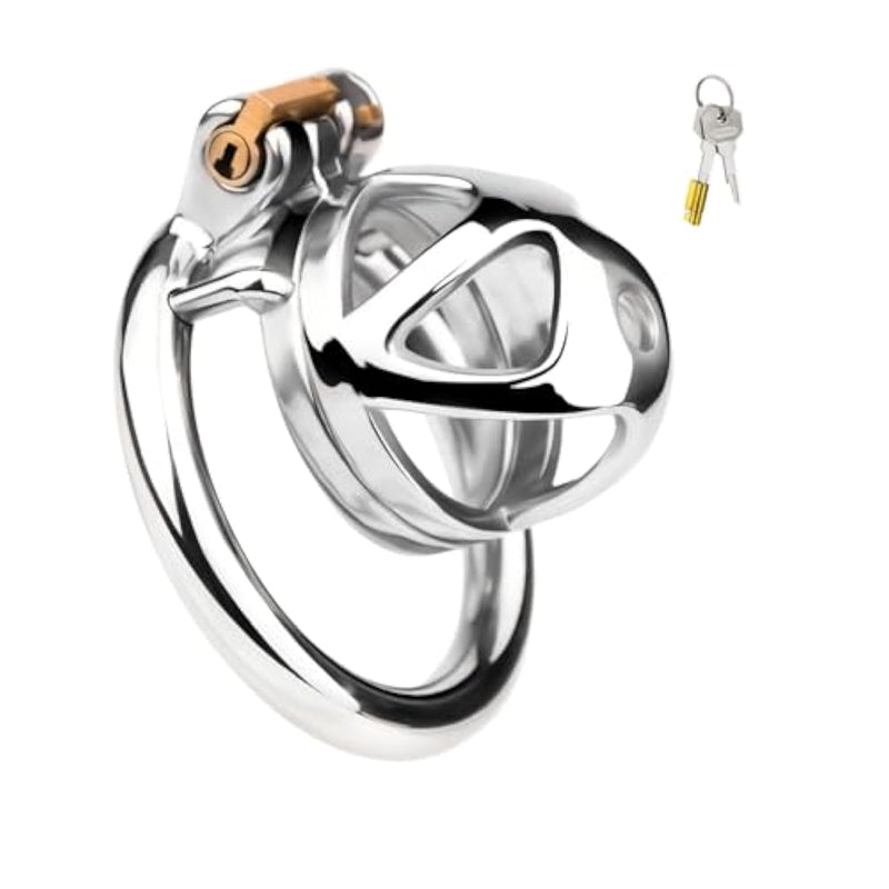 Stainless Steel Chastity Cages Male Sex Toys Cock Cage Hollowed Out Breathable Chastity Device With Hidden Lock And 2 Keys For Penis Restraints Chastity Belt For Men Metal Dick Cage (1.8In,Flat)