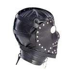 Leather Rivet Bondage Head Masks - Fetish Sex Toys Eyes Hollow Out Head Hood Cosplay Sm Restraint Masks