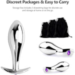 Anal Plug 3Pcs Anal Toys With Luxurious Diamonds Anal Trainer Metal Butt Plug Prostate Massage Sex Toys For Couple, Adult Sex Toys & Games (Silver)
