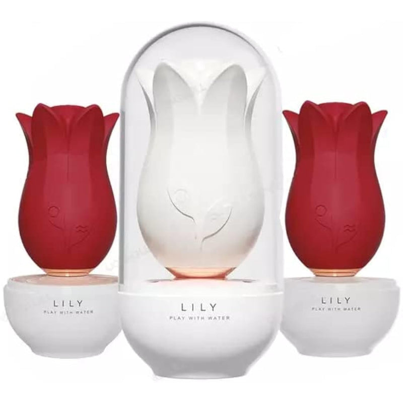 Rose Toy Vibrator For Women, With 10 Vibrating Pleasure For Clitoris & Nipple Stimulation, Tongue Licking Mini Clitoral Vibrator Stimulator, Adult Sex Toys & Games For Women Couples (Red Lily)
