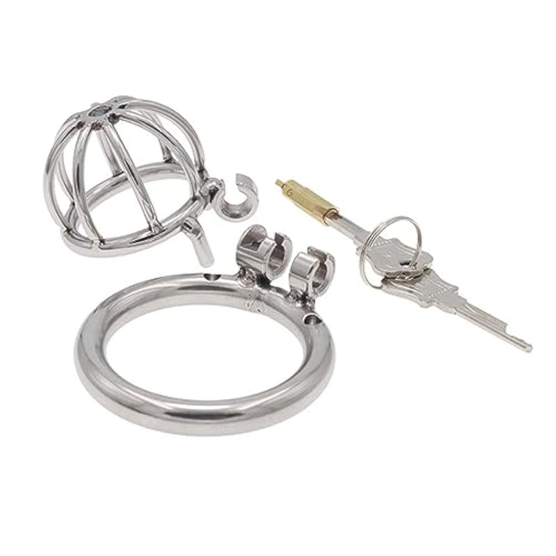 Male Metal Chastity Cage,Stainless Steel Men Male Penis Chastity Cage Locked Device,Adult Sexual Bdsm Cock Cage Sex Toy For Men (50Mm)