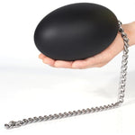 Liquid Silicone Anal Plugs Egg-Shaped Butt Plug With Stainless Steel Pull Chain Prostate Massager Vaginal Stimulation For Women Men Couple (L)